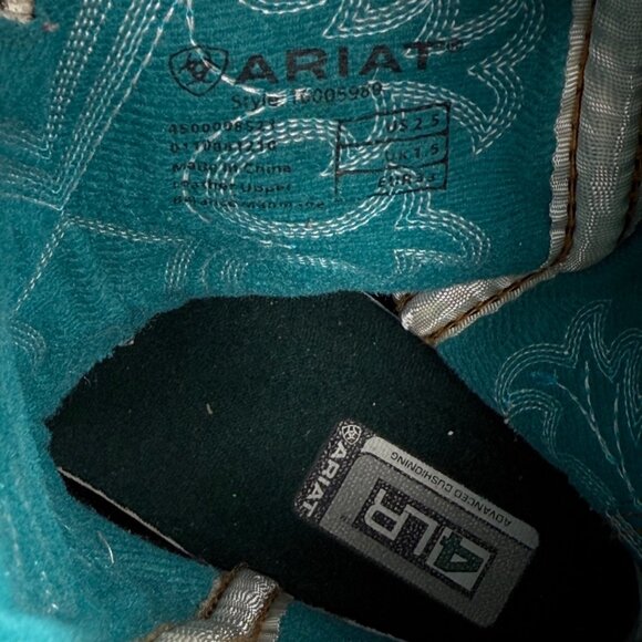 Ariat Crossfire Unisex Youth Size 2.5 Teal Blue Brown Cowboy Boots 10005989 - Picture 10 of 10